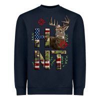 Navy Deer Hunting Usa Flag Heavyweight Sweatshirt - LillyAllenDesigns