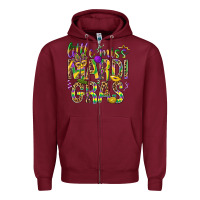 Burgundy Little miss Mardi Gras Zipper Hoodie - BundleAndBundleShop