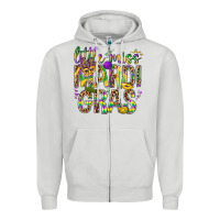 Dove Grey Little miss Mardi Gras Zipper Hoodie - BundleAndBundleShop
