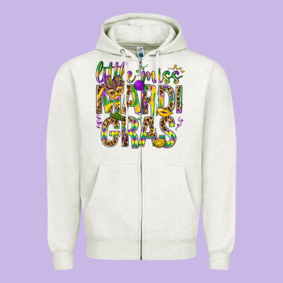 Little Miss Mardi Gras Zipper Hoodie Designed By Bundleandbundleshop