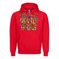Red Little miss Mardi Gras Zipper Hoodie - BundleAndBundleShop