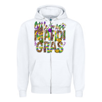 White Little miss Mardi Gras Zipper Hoodie - BundleAndBundleShop