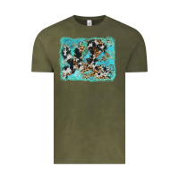 Vintage Olive turquoise cowhide leopard background Vintage Tee - AdoDesignShop