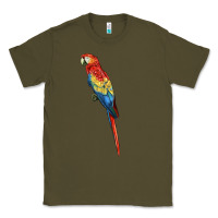 Army Green Scarlet Macaw Parrot Classic Tee - LillyAllenDesigns