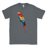 Charcoal Heather Scarlet Macaw Parrot Classic Tee - LillyAllenDesigns