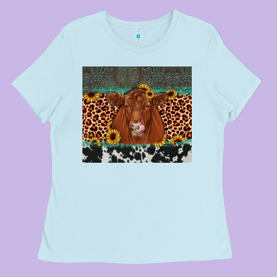 Red Angus Leopard Ladies Tee Designed By Jahusdesignshop