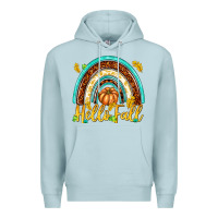 Blue Mist Hello Fall with Rainbow Premium Hoodie - texasbilliewilder