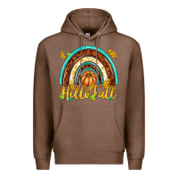 Chestnut Hello Fall with Rainbow Premium Hoodie - texasbilliewilder