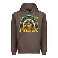 Coffee Hello Fall with Rainbow Premium Hoodie - texasbilliewilder