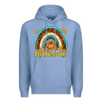 Colony Blue Hello Fall with Rainbow Premium Hoodie - texasbilliewilder