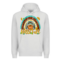 Dove Grey Hello Fall with Rainbow Premium Hoodie - texasbilliewilder