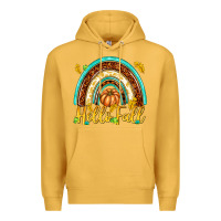 Mustard Hello Fall with Rainbow Premium Hoodie - texasbilliewilder