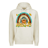 Oatmeal Heather Hello Fall with Rainbow Premium Hoodie - texasbilliewilder