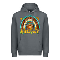 Rock Hello Fall with Rainbow Premium Hoodie - texasbilliewilder