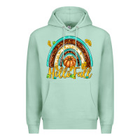 Seafoam Hello Fall with Rainbow Premium Hoodie - texasbilliewilder