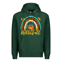 Sports Green Hello Fall with Rainbow Premium Hoodie - texasbilliewilder