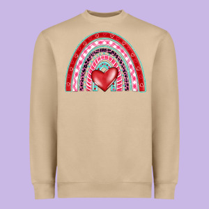 Valentine's Day Rainbow Heavyweight Sweatshirt Designed By Barkaloodesign