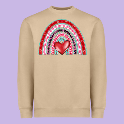 Valentine's Day Rainbow Heavyweight Sweatshirt Designed By Barkaloodesign