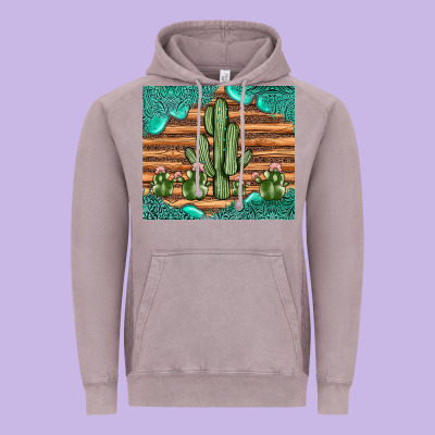 Cactus Gemstone Vintage Hoodie Designed By Jahusdesignshop