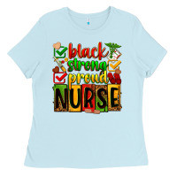 Baby Blue black strong proud nurse Ladies Tee - Zillion Design Studio
