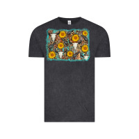 Vintage Black cow skull sunflower background Vintage Tee - AdoDesignShop