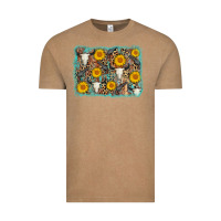 Vintage Coffee cow skull sunflower background Vintage Tee - AdoDesignShop