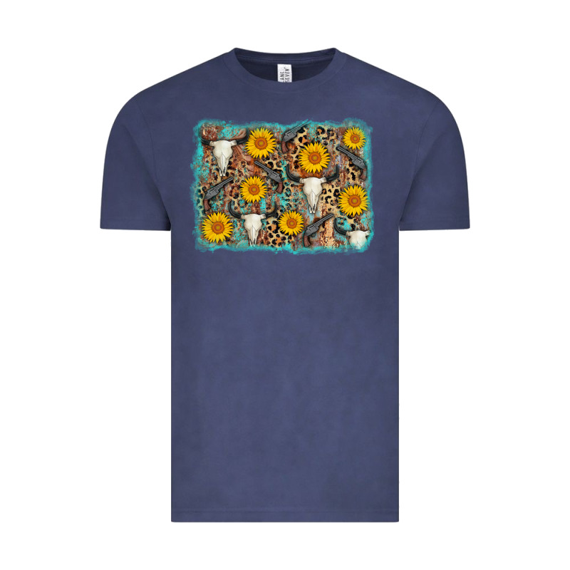 Cow Skull Sunflower Background Vintage Tee by AdoDesignShop | Teevron