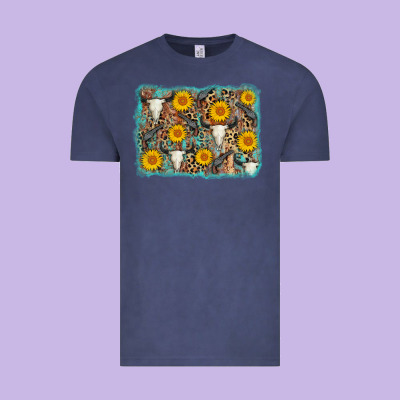 Cow Skull Sunflower Background Vintage Tee Designed By Adodesignshop
