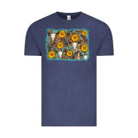 Vintage Denim cow skull sunflower background Vintage Tee - AdoDesignShop