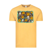 Vintage Mustard cow skull sunflower background Vintage Tee - AdoDesignShop