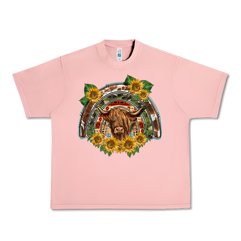 Scottish Calf Sunflowers Rainbow Urban Heavy Tee by BarkalooDesign | Teevron
