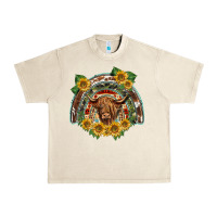 Sandshell scottish calf sunflowers rainbow Urban Heavy Tee - BarkalooDesign