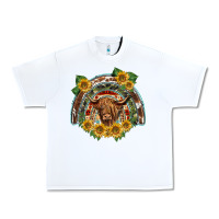 White scottish calf sunflowers rainbow Urban Heavy Tee - BarkalooDesign