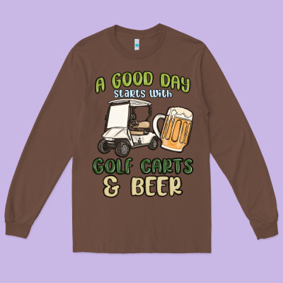 A God Day Starts With Golf Carts And Beer Long Sleeve Tee Designed By Maliassmallbusiness