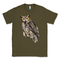 Army Green Great Horned Owl Classic Tee - LillyAllenDesigns