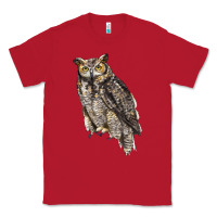 Red Great Horned Owl Classic Tee - LillyAllenDesigns