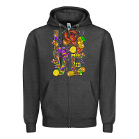 Charcoal Heather Love Crawfish Mardi Gras Zipper Hoodie - BundleAndBundleShop