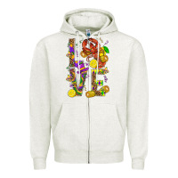 Oatmeal Heather Love Crawfish Mardi Gras Zipper Hoodie - BundleAndBundleShop
