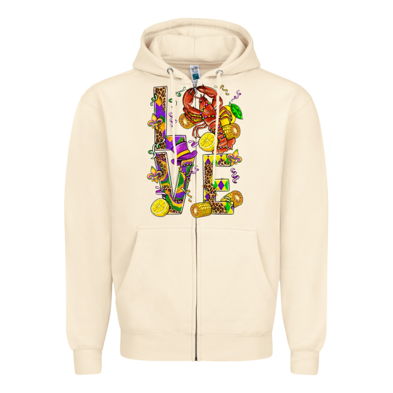 Love Crawfish Mardi Gras Zipper Hoodie by BundleAndBundleShop | Teevron