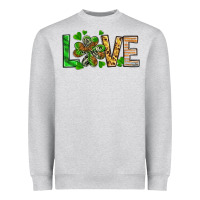 Heather Grey love luck with clover Heavyweight Sweatshirt - NancyCooperArtShop
