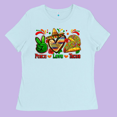 Peace Love Tacos Ladies Tee Designed By Zillion Design Studio