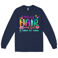 Navy making hair beautiful is kinda my thing Long Sleeve Tee - MaliasSmallBusiness