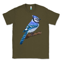 Army Green Blue Jay Bird Classic Tee - LillyAllenDesigns
