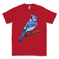 Red Blue Jay Bird Classic Tee - LillyAllenDesigns