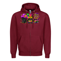 Burgundy Mardi Gras afro gnomies Zipper Hoodie - BundleAndBundleShop