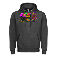 Charcoal Heather Mardi Gras afro gnomies Zipper Hoodie - BundleAndBundleShop
