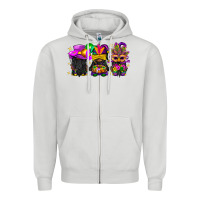 Dove Grey Mardi Gras afro gnomies Zipper Hoodie - BundleAndBundleShop