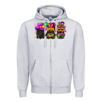Heather Grey Mardi Gras afro gnomies Zipper Hoodie - BundleAndBundleShop