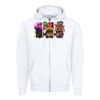 White Mardi Gras afro gnomies Zipper Hoodie - BundleAndBundleShop