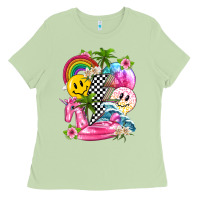 Matcha summer smile face and beach vibes with rainbow tbw Ladies Tee - texasbilliewilder
